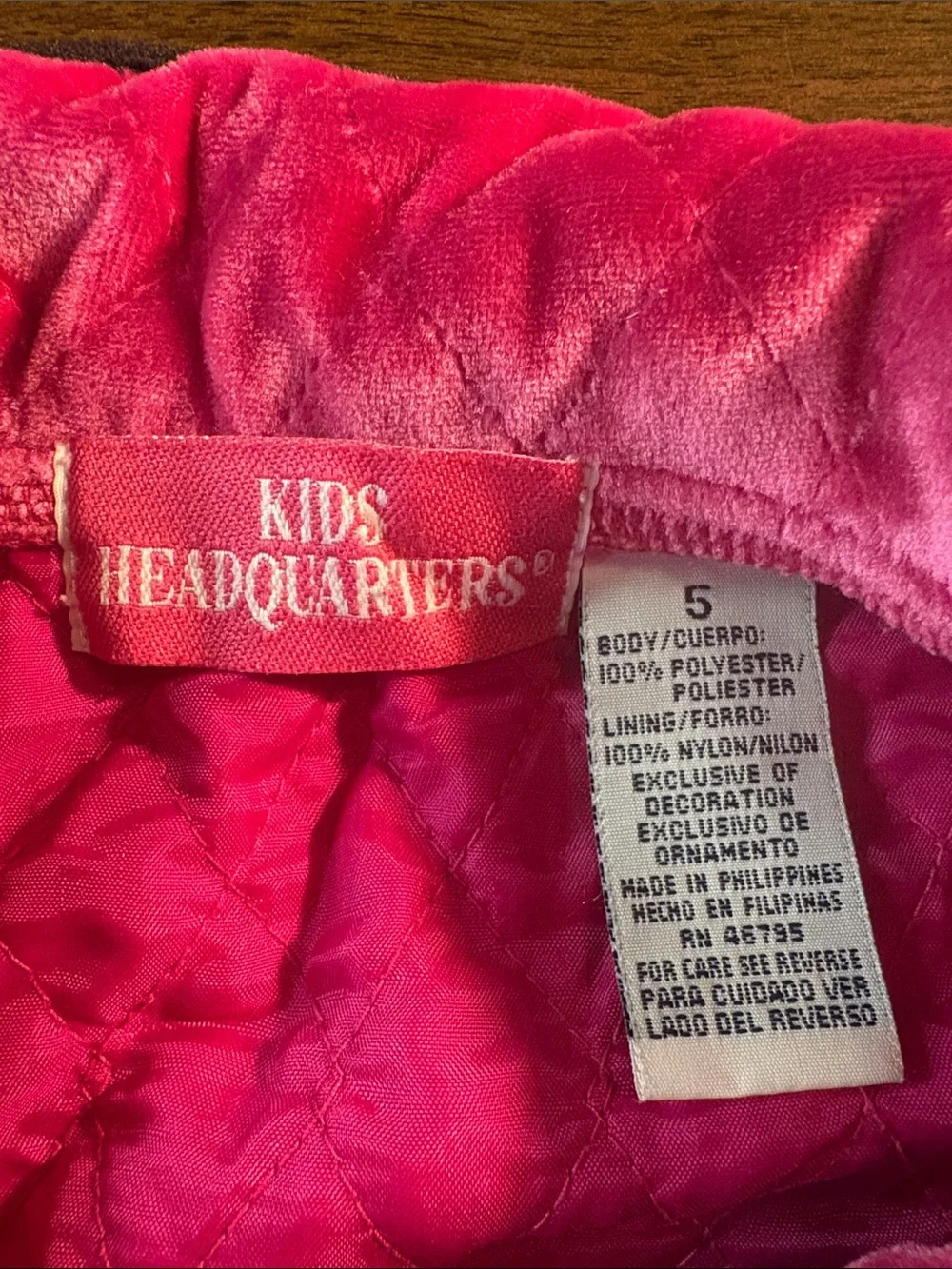 Kids Headquarters Hot Pink Velvet Jacket with Black Trim